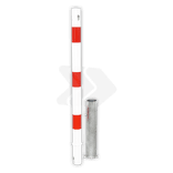 Wegneembare parkeerpaal - wit/rood - met grondstuk