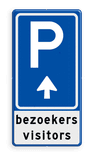 Parkeerbord BW201 met eigen tekst en pijl