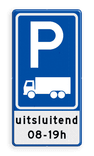 Verkeersbord RVV E08c parkeerplaats vrachtwagens met ondertekst - reflecterend