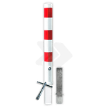 Afzetpaal rond uitneembaar met grondstuk en driekantslot - Ø89-108mm rood/wit -