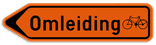 Verkeersbord SB250 F41 - Wegwijzer omleiding voor fietsers Links