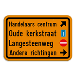 Verkeersbord SB250 F39 - 4 tekstblokken + pictogrammen