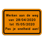 Verkeersbord SB250 F39 - Eigen tekst