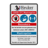 Waarschuwingsbord COVID-19 maatregelen met eigen logo