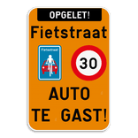 Informatiebord - fietsstraat - auto te gast!