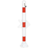 Absperrpfosten Stahlrohr Ø60-76mm rot weiß - klappbar mit Bodenhülse