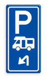 Parkeerroutebord E8n camper met pijl
