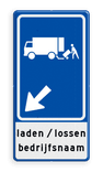 Verkeersbord RVV E07 met pijlrichting en tekst