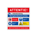 Werfbord voor bouwplaats of bouwterrein met 4 Veiligheidsinstructies