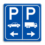 Parkeerbord E8+E8c auto en vrachtwagen met pijl