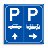 Parkeerbord E8+E8d auto en bus met pijl
