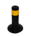 Flexibele afzetpaal in kunststof zwart geel Ø80mm - overrijdbaar