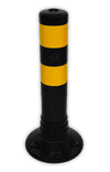 Flexibele afzetpaal in kunststof zwart geel Ø80mm - overrijdbaar