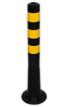 Flexibele afzetpaal in kunststof zwart geel Ø80mm - overrijdbaar