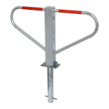 Barrière anti-stationnement de parking - blanc ou galvanisé - rabattable - manchon de sol - serrure cylindrée