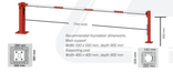 Barrière levante (SH2) - RAL3020 - verrouillable - avec ressort à gaz