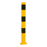 Poteau de protection carré 70x70x900mm sur platine - Jaune/noir