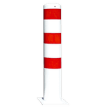Poteau de protection Ø152x1000mm sur platine - Blanc/rouge ou galvanisé