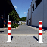 Poteau de protection Ø152x1000mm sur platine - Blanc/rouge ou galvanisé