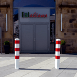 Poteau de protection Ø152x1500mm à sceller - Blanc/rouge ou galvanisé