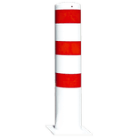 Poteau de protection Ø193x1000mm sur platine - Blanc/rouge ou galvanisé