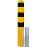 Poteau de protection amovible Ø152x1500mm avec manchon à sceller - Galvanisé ou jaune/noir