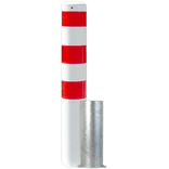 Poteau de protection amovible Ø152x1500mm avec manchon à sceller - Galvanisé ou blanc/rouge