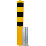 Poteau de protection amovible Ø193x2000mm avec manchon - Galvanisé ou jaune/noir