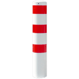 Poteau de protection Ø273x1500mm avec fixation dans le sol - galvanisé ou blanc/rouge