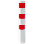 Poteau de protection Ø193x1500mm avec fixation dans le sol - galvanisé ou blanc/rouge