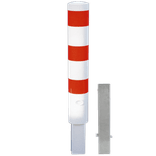 Poteau de protection amovible Ø152x1500mm avec serrure triangulaire - Blanc/rouge