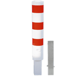 Poteau de protection amovible Ø193x1500mm avec serrure triangulaire - Blanc/rouge