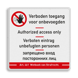 Verkeersbord verboden toegang meertalig - reflecterend