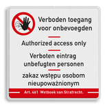 Verkeersbord verboden toegang meertalig - reflecterend