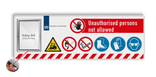 Veiligheidsbord 1540x520mm met posterframe in huisstijl