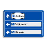 Parkeerroutebord 2 richtingen met tekst pijlen