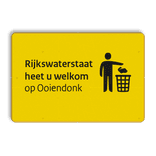 Informatiebord 3:2 - Rijkswaterstaat heet u welkom + naam