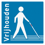 Vloersticker 275x275mm - vrijhouden -  'man met geleidestok'