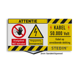 Veiligheidsbord of sticker Waarschuwing KABEL, hoogspanning levensgevaarlijk