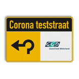 Informatiebord CORONA TESTSTRAAT + bedrijfsnaam/logo - verwijzing