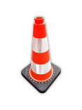 Cône de signalisation 50cm avec bandes réfléchissantes et pied en plastique recyclé