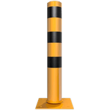 Poteau de protection à ressort Ø152mm sur platine – Jaune/noir