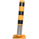 Poteau de protection à ressort Ø152mm sur platine – Jaune/noir