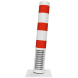Poteau de protection à ressort Ø152mm sur platine - Blanc/rouge