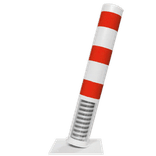 Poteau de protection à ressort Ø152mm sur platine - Blanc/rouge