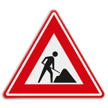 Verkeersbord RVV J16 - Werk in uitvoering