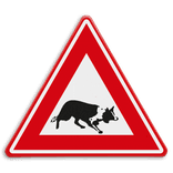 Verkeersbord - waarschuwing overstekende Bordercollie - reflecterend