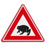 Verkeersbord - waarschuwing overstekende padden / kikkers - reflecterend