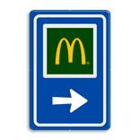 Bewegwijzeringsbord voor restaurant met logo en pijl