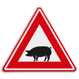 Verkeersbord - waarschuwing overstekende varkens - reflecterend